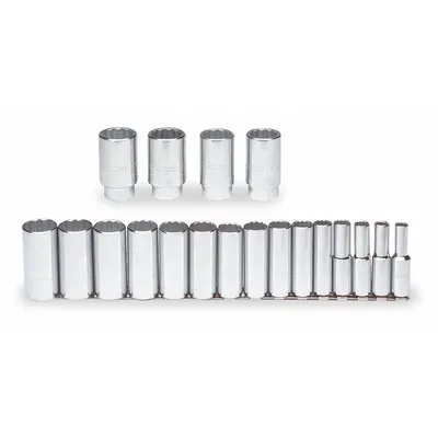 PROTO J54105 19-Piece 1/2 in Drive SAE Socket Set - SAE & Metric Socket Sets