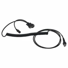 RS232 connection cable for BRADY CR5200 barcode scanner. Used to connect the scanner to a host device for data transfer in barcode scanning applications.