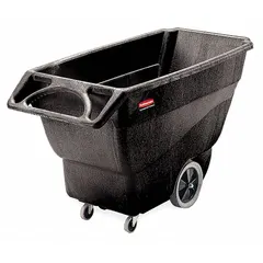This low-maintenance plastic tilt truck features an ergonomic handle for reduced strain during tilting and dumping. With a 450 lb capacity and (2) swivel casters, it is suitable for moving bulk materials, waste, or recyclables in industrial and commercial settings. The black plastic construction resists corrosion and is easy to clean.