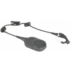 Single-wire earpiece with ear hook and push-to-talk button, designed for use with Motorola XPR 6000 series two-way radios. Enables hands-free communication in noisy environments such as industrial sites, warehouses, and security operations.