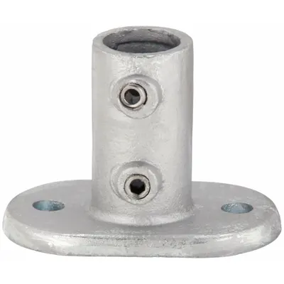 OEM Structural Pipe Fitting: Railing Base Flange, Oval, 1 1/4 in For Pipe Size - Cast Iron Mounts