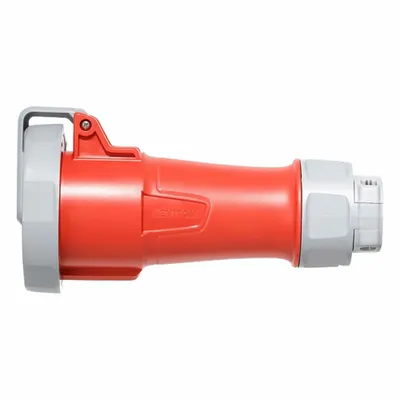 LEVITON Pin and Sleeve Connector: Red, 480V AC, Three Phase, 20 A, 3 Pole, 4 Wire - Washdown-Rated Connectors
