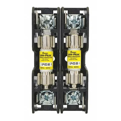 BUSSMANN Fuse Block: Open Block Design, 2 Pole, 600 V AC, Quick Connect/Screw - Fuse Blocks for UL Class CC Fuses