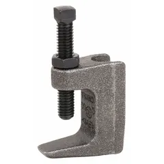 C-clamp style beam clamp for suspending threaded rod from steel beams. Made of zinc-plated ductile iron with a 500 lb load capacity. Includes locknut; installation torque 60 in-lb. For 3/8 in threaded rod.