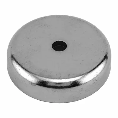 OEM Cup Rare Earth Magnet, 2 in OD, 0.5 in Thick, 0.271" Tap, 134.6 lbf Pull - Cup Rare Earth Magnets