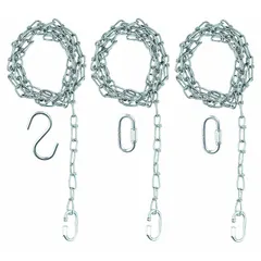 Steel mounting bracket with a silver finish, measuring 70 3/4 inches in length and 1/4 inch in width. Includes five chain lock loops for securing equipment such as chain guards or overhead fixtures. Suitable for industrial mounting applications in manufacturing, warehousing, and material handling environments.