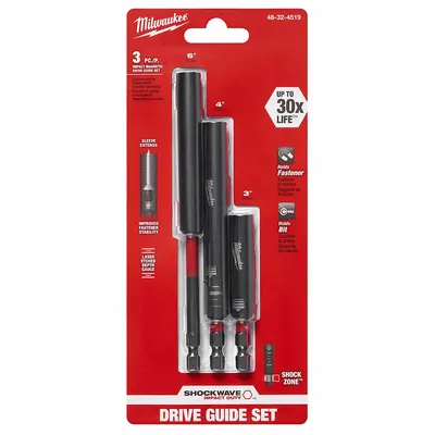 MILWAUKEE 48-32-4519 Impact Rated Bit Holder with Screw Guide, 1/4 in - Bit Holders with Screw Guides