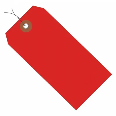 PARTNERS BRAND Wired Shipping Tag: #8, 6 1/4 in Tag Ht, 3 1/8 in Tag Wd, Red, Plastic - Plastic Shipping Tags