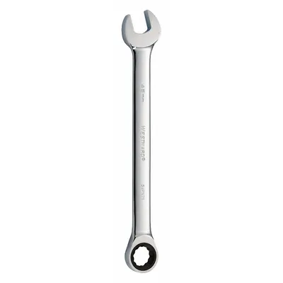 WESTWARD Combination Wrench: Alloy Steel, Chrome, 46 mm Head Size, 25 3/8 in Overall Lg - Metric 12-Point Ratcheting Combination Wrenches