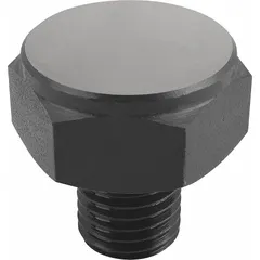 This positioning foot features a flat steel face for stable contact and load distribution. With an M8 external thread and 10 mm thread length, it is used for leveling and positioning machinery, fixtures, and workholding equipment in industrial automation and assembly applications.