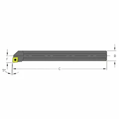 This indexable boring bar is designed for internal machining operations such as boring, turning, and facing. It is suited for applications requiring precision and good surface finish in metalworking.