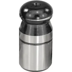 Stainless steel ball-end locating pin with 10 mm shank outside diameter and 13 mm shank length. Used in jigs and fixtures for precise workpiece positioning and alignment during machining or assembly. The ball end facilitates easy insertion and removal in quick-change tooling setups.
