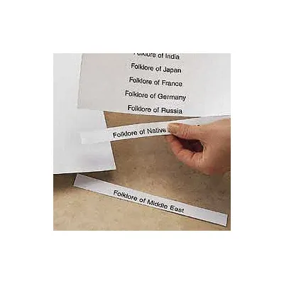 HOL-DEX Label Insert Sheets: 8 in x 2 in, White, 50 Sheets, 0.012 mm Paper Thick - Label Holder Insert Sheets