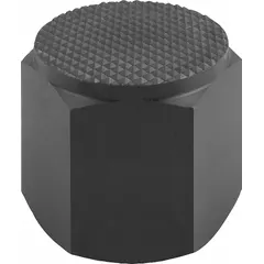 Steel tapped positioning foot with internal M12 threads and a serrated face. Provides slip-resistant support and adjustable positioning for machine components, fixtures, and workholding setups in industrial manufacturing and automation.