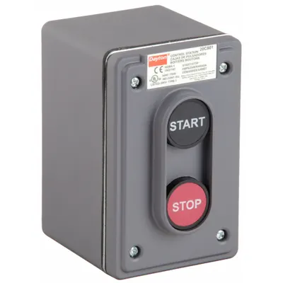 Dayton Control Station: (2) Push Buttons, 0 Pilot Lights, 1NO/1NC, Start/Stop - Push-Button Control Stations