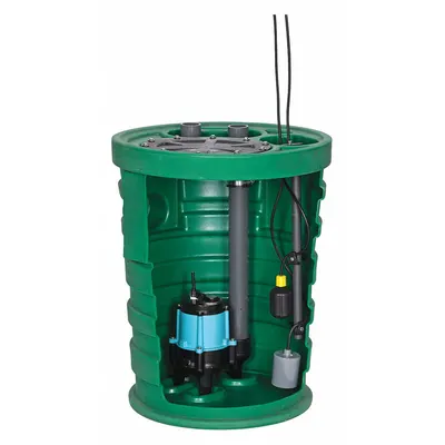 LITTLE GIANT Sewage Ejector System: 41 gal, 1/2 hp, 120V AC, 95 gpm Flow Rate @ 10' of Head - Simplex Sewage Ejector Pump Systems