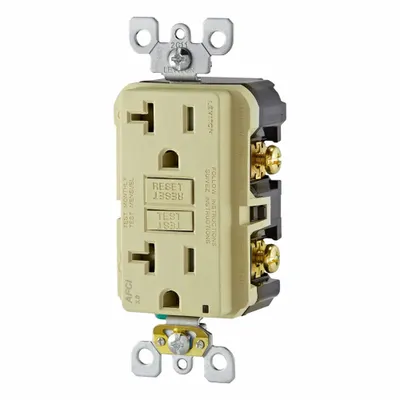 LEVITON Receptacle: Decorator Duplex, 5-20, Ivory, 125V AC, 20 A, 2 Pole / 3 Wire (MPN AFTR2-I) - General Purpose Receptacles