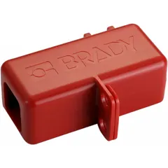 This battery cable lockout from BRADY is constructed of ABS plastic. It accommodates a maximum plug diameter of 1 1/4 inches and a maximum cord diameter of 2 29/32 inches. Used in lockout/tagout procedures to secure battery cables during maintenance, preventing accidental reconnection.