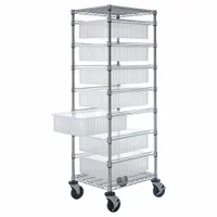 QUANTUM STORAGE SYSTEMS Bin Cart: 1,200 lb, 7 Bins/Tubs, 2 Shelves, Clear, Clear, 1 Usable Sides (MPN BC212469M1CL)