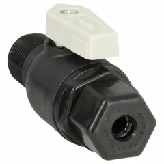 This Parker manual two-way ball valve features a polypropylene body and full-port ball port for unrestricted flow. With a straight configuration and Sweat x MNPT connections, it is suited for use in plumbing and industrial piping systems requiring corrosion resistance and NSF 51 compliance.
