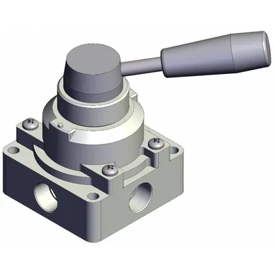 SMC Hand Valve: VH Series, Lever Actuator, 3/8 in NPT, Side-Ported Body - VH Series Manual Air Control Valves