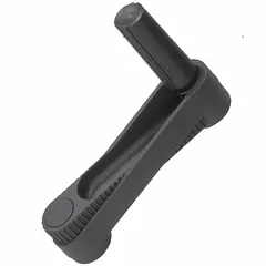 Steel crank handle with a folding plastic grip. Bore diameter 3/8 in, handle length 80 mm. The grip folds away to reduce obstruction when not in use. Suitable for manual valve actuation, machine adjustment, and clamping applications.