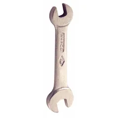 Aluminum bronze construction with natural finish. Double-end open end design for 12 mm and 14 mm hex fasteners. Overall length 5 3/4 in. Nonsparking property suitable for use in environments where ignition risk exists.