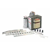 This metal halide ballast kit powers 400 W probe-start lamps with ANSI Code M59. It accepts input voltages of 120/208/240/277/480V AC and includes an ignitor. Used in industrial and commercial lighting applications such as warehouses, factories, and parking lots