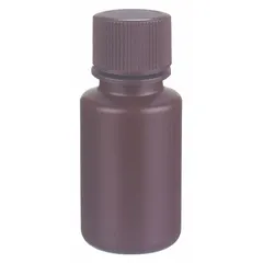 APPROVED VENDOR HDPE Narrow Mouth Round Lab Bottle, 15 mL, Amber, 20-410 mm Screw Closure, Unlined (209124)