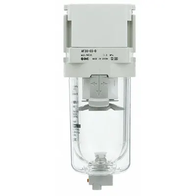 SMC Air Filter: Coalescing, 3/4 in NPT, 5 micron, 145 psi Max Op Pressure, Plastic Bowl - SMC FRL Air Filters