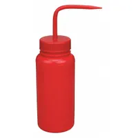 APPROVED VENDOR Wash Bottle: 500 mL, No Imprinting, Red, Wide, Std Spout Spout, Red, 53 mm Body Dia (MPN F11651-0016)