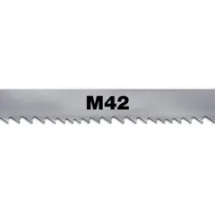 General purpose metal cutting blade for industrial band saws. Bi-metal M42 construction with variable cutting edge. Length 22 ft, blade width 1 1/4 in, tooth size 5/8. Suitable for cutting structural steel, alloys, and other metals in fabrication and machining operations.