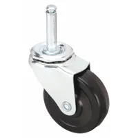 APPROVED VENDOR Stem Caster: Swivel, No Brake, 3 in Wheel Dia., 1 in Wheel Wd, Rubber, Rubber, Black