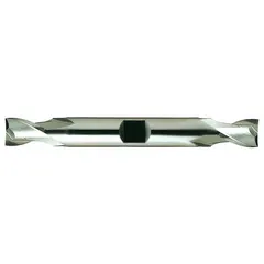 Double-end cobalt square end mill with TiN coating. Features 2 flutes, 15/32" mill diameter, and 13/16" length of cut. Used for general-purpose milling of steel, stainless steel, and cast iron.