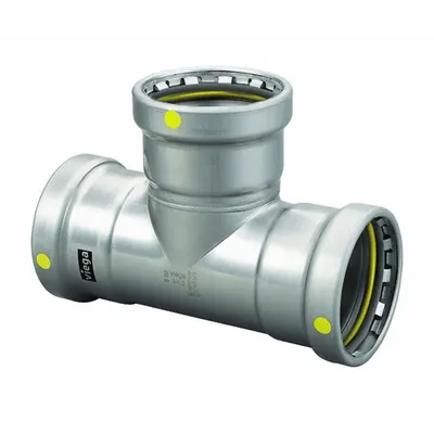 VIEGA MEGAPRESS Crimp Tee Fitting: 4 in x 4 in x 3 in - Gas Steel Press Pipe Fittings