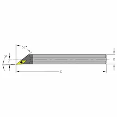 Indexable boring bar for internal machining operations including boring, facing, and contouring. Designed for use with indexable inserts to achieve tight tolerances and fine surface finishes in metalworking applications.