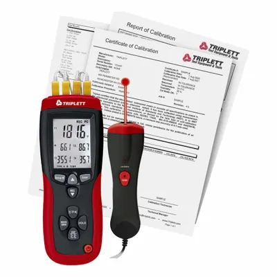 TRIPLETT TMP74-NIST 4-Channel Thermocouple Meter with Cabled Data Output - Thermocouple Meters with Cabled Data Output