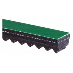 The GATES HC50 Series Cogged V-Belt (9510HD) is a 38° angle cogged belt with Aramid reinforcing cord material. Its cogged design reduces bending stress for use with small-diameter pulleys in engine, pump, and compressor drive systems requiring high torque transmission.