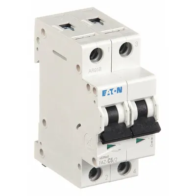 EATON Supplementary Protector: 5 A Amps, 96V DC, 15kA at 415V AC, Lug, FAZ, 277/480V AC - C-Curve, 2-Pole UL1077 DIN Rail-Mount Supplementary Protectors