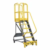 COTTERMAN Rolling Ladder: 7.5 ft Platform Ht, Partially Assembled, Foot-Activated Step Lock, Steel (MPN WMX09R37A6FGP3)