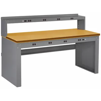 TENNSCO Workbench: Fixed Ht, Tempered Hardwood, 72 in x 30 in, 1,500 lb Overall Load Capacity - Workbenches with Risers