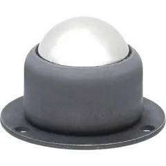 Steel ball transfer with 1 in ball diameter, 1 1/4 in projection, and 135 lb load capacity. Countersunk flange mount design for flush installation in material handling systems, allowing omnidirectional movement of loads on conveyor lines, turntables, and workstations.