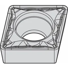 Diamond indexable turning insert for precision machining of non-ferrous materials, composites, and abrasive alloys. Used in turning, boring, and profiling operations to produce fine surface finishes.