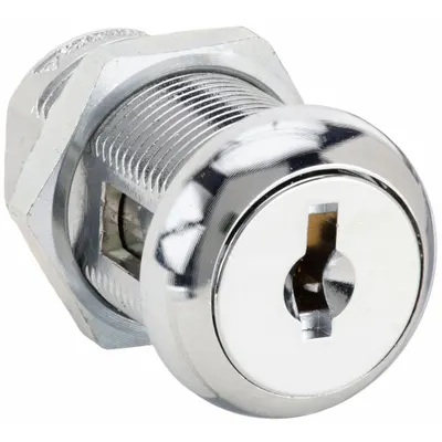 DELTA LOCK Cam Lock: Std Keyed Cam Lock, Keyed Alike, Zinc Die-Cast, Chrome-Plated - Keyed Cam Locks
