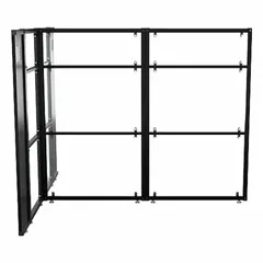 This modular cubicle wall kit includes 6 clear panels in the WorkNest® style, with an overall width of 81 1/2 inches and height of 66 inches. The transparent panels provide visual separation while maintaining an open, light-filled workspace. Suitable for configuring open-plan office layouts.