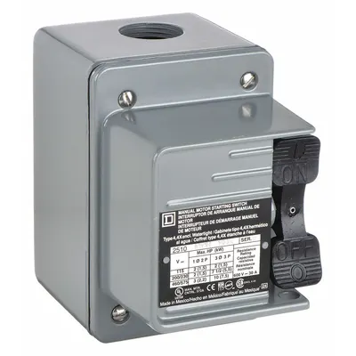 SQUARE D Manual Motor Switch: 2 Poles, 30 A, 4 NEMA Rating - Enclosed Manual Motor Switches