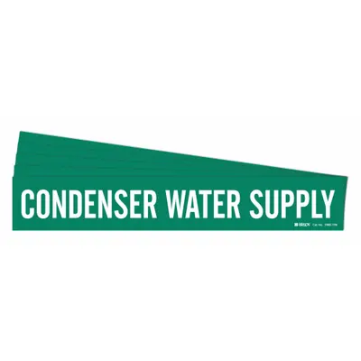 BRADY Pipe Marker: Condenser Water Supply, Green, White, Fits 8 in and Larger Pipe O.D. - Condenser Water Supply Adhesive Pipe Markers