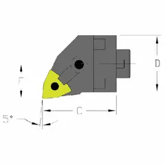 Indexable cutting head unit for internal turning operations on lathes and machining centers. Designed for left-hand turning with a four-sided insert pocket, it accepts standard indexable carbide inserts for efficient material removal in metalworking applications.