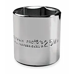 PROTO J5432H is a 1/2" drive hand socket with a 1" hex size, 6-point configuration, and chrome finish. It is not tether capable. Suitable for manual tightening or loosening of hex fasteners in general maintenance and repair tasks.