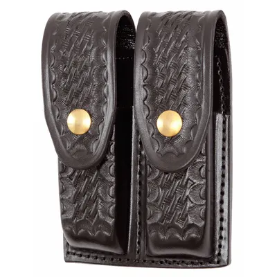 GOULD & GOODRICH, INC. Magazine Pouch: Black, Leather, Basket Weave - Duty Equipment Pouches